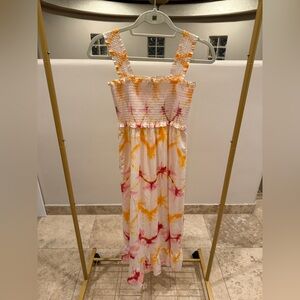 Rails Peach and Cream Batik Ruched Dress Size Small
